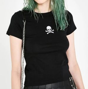 Black Skull Ego Death Baby Tee Size M Current Mood Dolls Kill
